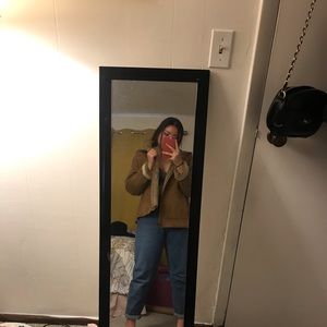 Brown suede hooded jacket